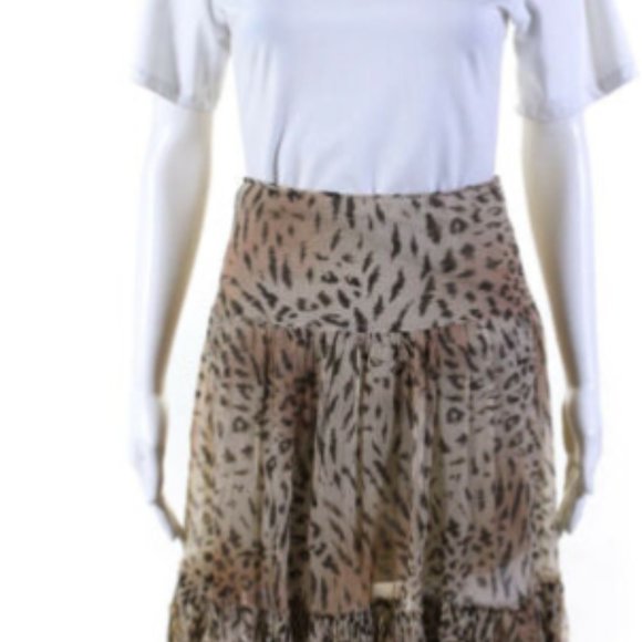 Womens Silk Animal Print Skirt